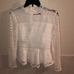 White peplum long sleeve